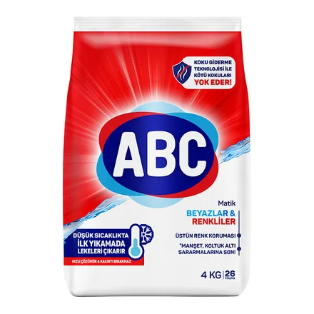 ABC Matik Beyazlar ve Renkliler toz çamaşır deterjanı 4 kg paketi
