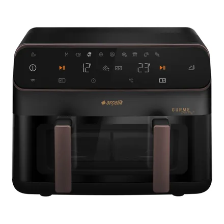 Arçelik FRA 9494 Gurme TrioFry çift çekmeceli airfryer, siyah gövde