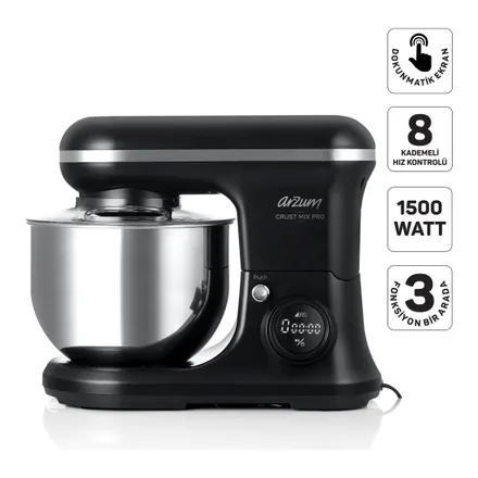Arzum AR1186 Crust Mix Pro 1500 W stand mikser, siyah
