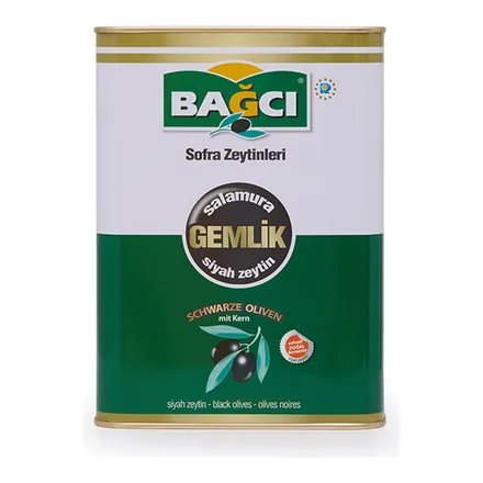 Bağcı Gemlik Şahı siyah zeytin teneke ambalajı