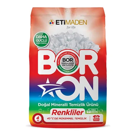 Eti Maden logolu Boron Doğal Mineralli Toz Temizlik Ürünü Renkliler 4 kg