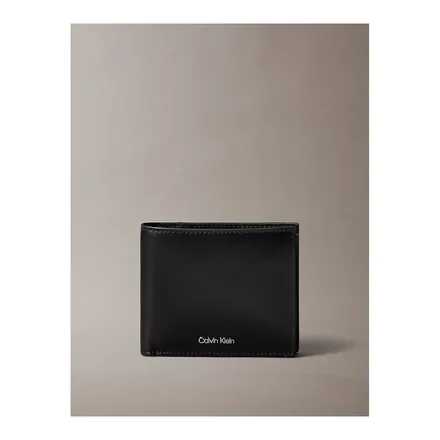 Calvin Klein Raised Bifold siyah dana napa derisi erkek cüzdan