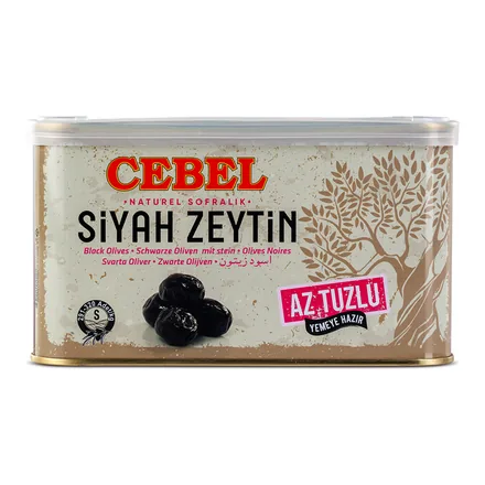 Cebel Az Tuzlu Siyah Zeytin 750 g teneke ambalajı