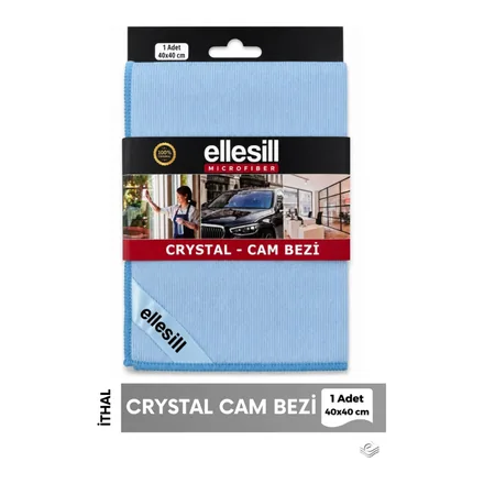 Ellesill Crystal mavi mikrofiber cam bezi 40x40 cm ambalajı