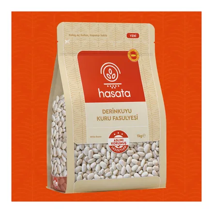Hasata Derinkuyu Kuru Fasulyesi 1 kg ambalajı