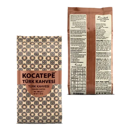Kocatepe Türk Kahvesi 500 g folyo paket ön ve arka yüzü