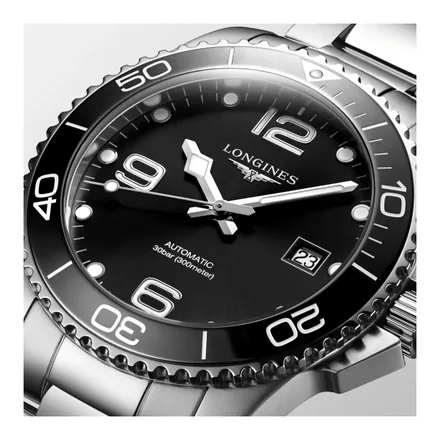 Longines HydroConquest L3.781.4.56.6 siyah seramik bezelli dalgıç saati