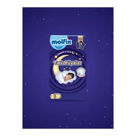 Molfix Tatlı Rüyalar gece bebek bezi paketi – üretici görseli
