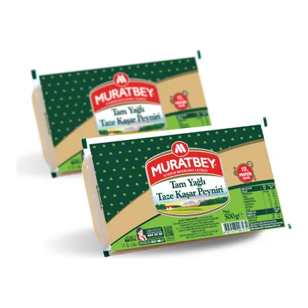 Muratbey Tam Yağlı Taze Kaşar Peyniri 500 g ambalajı
