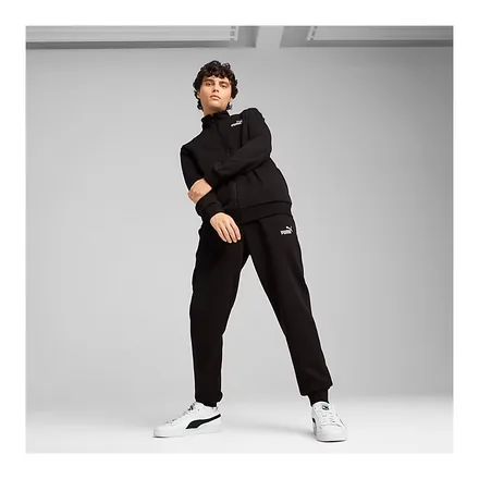 PUMA ESSENTIALS siyah erkek eşofman takımı, dik yakalı fermuarlı üst