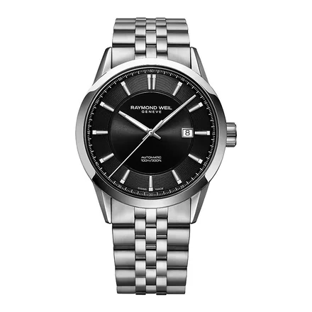 Raymond Weil Freelancer siyah kadranlı çelik bilezikli otomatik erkek kol saati