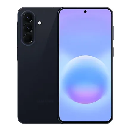 Samsung Galaxy A57 5G lacivert renk ön ve arka görünüm – üretici görseli