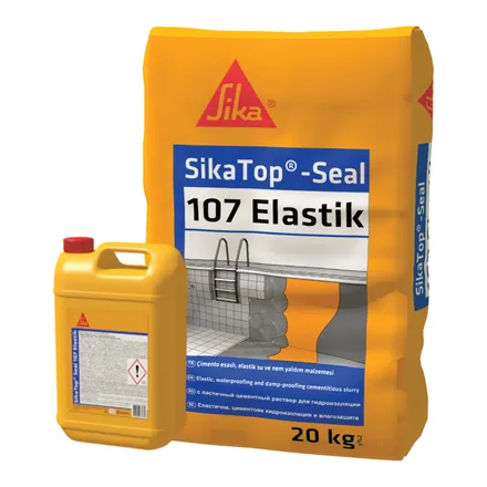 SikaTop Seal-107 Elastik çimento esaslı su yalıtım malzemesi, sıvı bidon ve toz torba