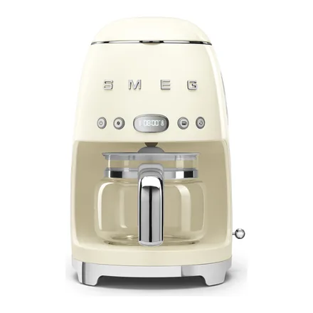 Smeg DCF02 filtre kahve makinesi, krem rengi, cam karaflı
