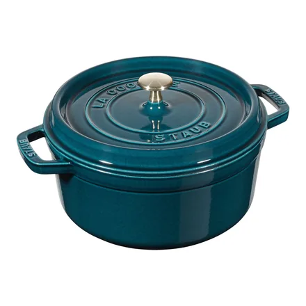 Staub La Cocotte 24 cm yuvarlak emaye döküm tencere, Akdeniz mavisi – üretici görseli