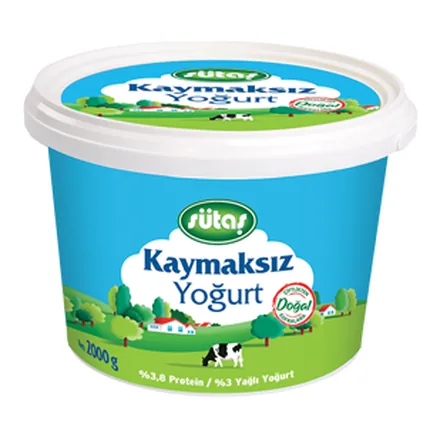 Sütaş Kaymaksız Yoğurt 2000 g kova ambalajı