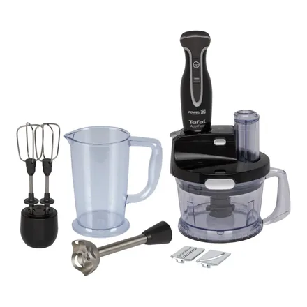 Tefal Powelix Activflow Pro 1000 W blender seti, siyah, doğrayıcı hazne, karıştırma kabı ve rende diskleriyle