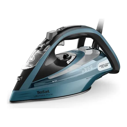 Tefal Ultimate Pure FV9851 buharlı ütü, petrol mavisi gövde – üretici görseli