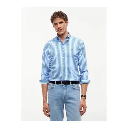 Tommy Hilfiger erkek Flex Poplin Seasonal çizgili gömlek – üretici görseli