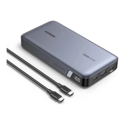 Ugreen 145W 25000mAh USB-C powerbank, uzay grisi – üretici görseli