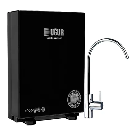 Uğur USA T126PS Slim Premium siyah gövdeli tezgah altı su arıtma cihazı ve musluğu