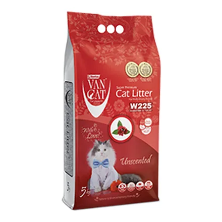 VanCat W225 parfümsüz topaklanan bentonit kedi kumu 5 kg kutusu