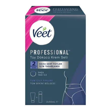 Veet Professional Tüm Bikini Bölgesi tüy dökücü krem seti kutusu