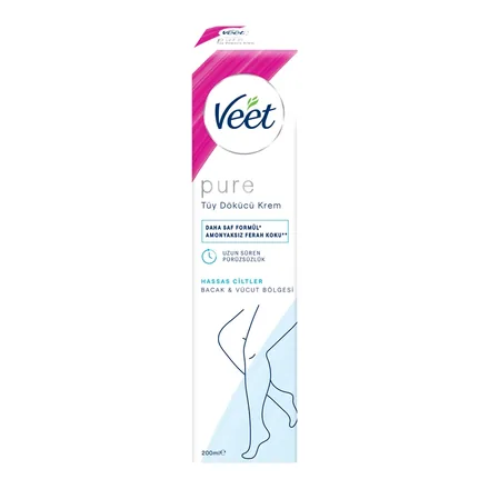 Veet Pure Hassas Ciltler tüy dökücü krem 200 ml kutusu