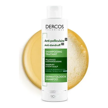 Vichy Dercos Kepek Karşıtı Şampuan Normal ve Yağlı Saç Derisi 200 ml beyaz şişe