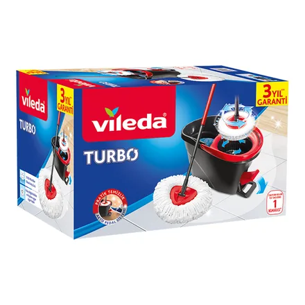Vileda Turbo pedallı döner kovalı mop temizlik seti kutusu