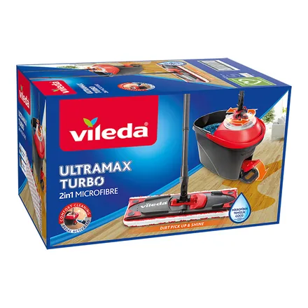 Vileda Ultramax Turbo 2in1 düz başlıklı pedallı mop temizlik seti kutusu