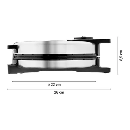 WMF Lono waffle makinesi ölçü çizimi, 22 cm çap ve 26 cm genişlik